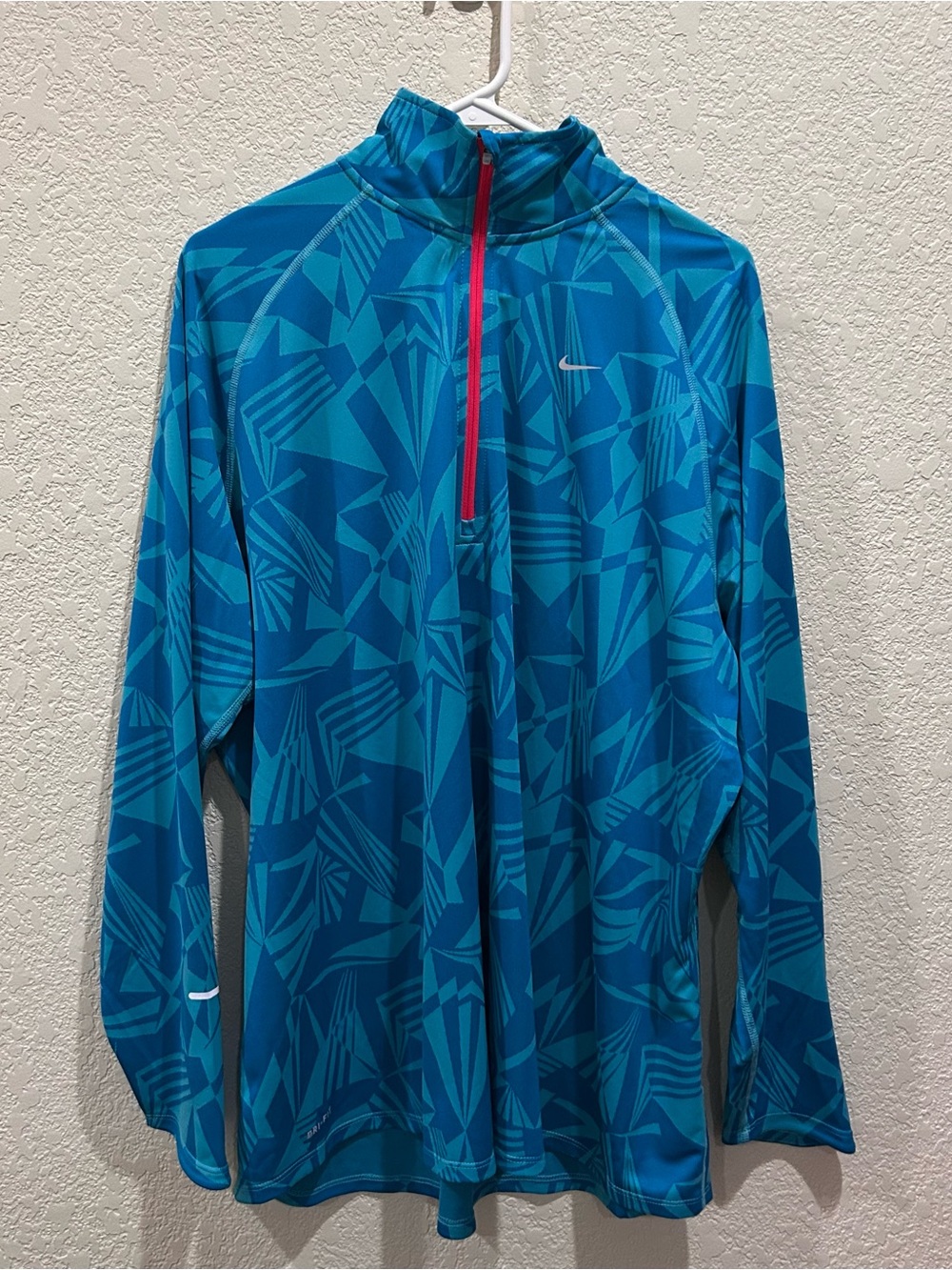 NWT Nike Women 3XL Plus Blue Patterned Half-Zip Jacket Dri-Fit Running Pullover